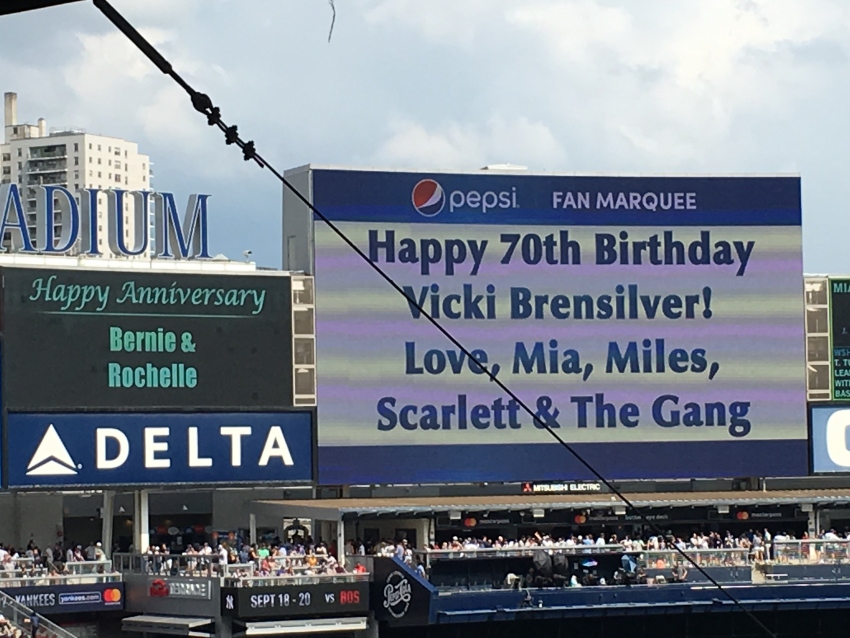 My 51rst Anniversary on the Yankee Stadium Jumbotron